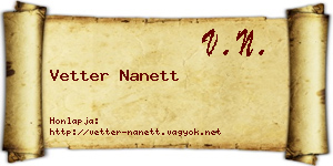 Vetter Nanett névjegykártya
